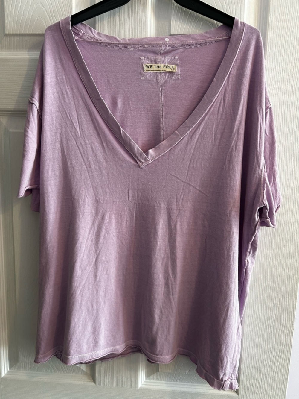 We The Free Lilac V-Neck Short Sleeve boxy tee